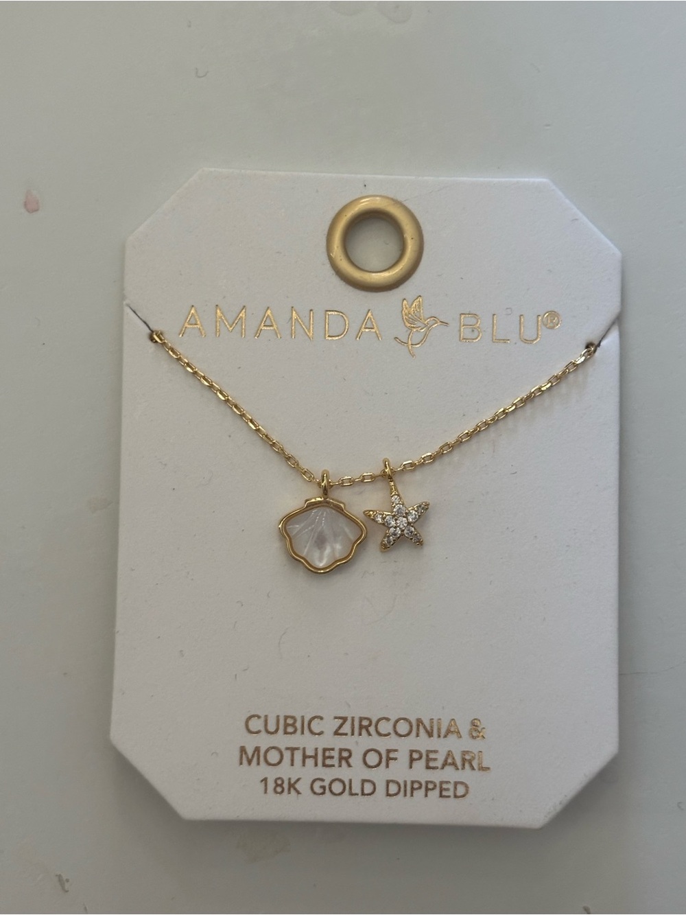 Gold Mother-of-Pearl & Cubic Zirconia Star Necklace